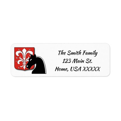 Medieval Red and Black Knight and Shield Label