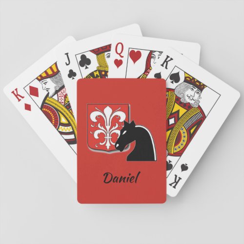 Medieval Red and Black Knight and Shield  Poker Cards