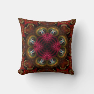 Medieval Red Gold Fractal Hearts Cushion Pillow