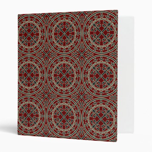 Medieval Red Green Beige Wreath Leaves Romanesque 3 Ring Binder