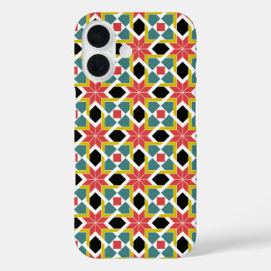 Medieval Red Green Black Saltire Cross Pattern iPhone 16 Case