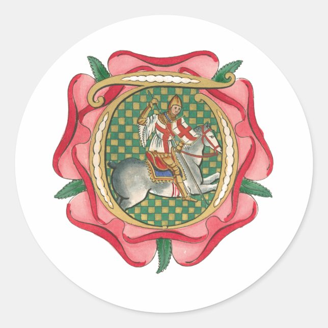 Medieval Red Rose Classic Round Sticker (Front)
