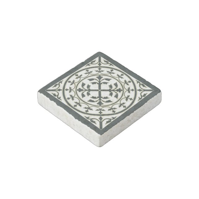 Medieval Red White Beige Wreath Leaves Romanesque  Stone Magnet (First Angled)