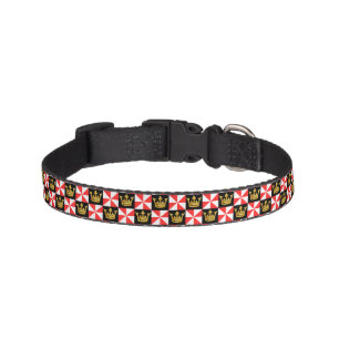 Medieval Red White Black Faux Gold Crown Pattern Pet Collar