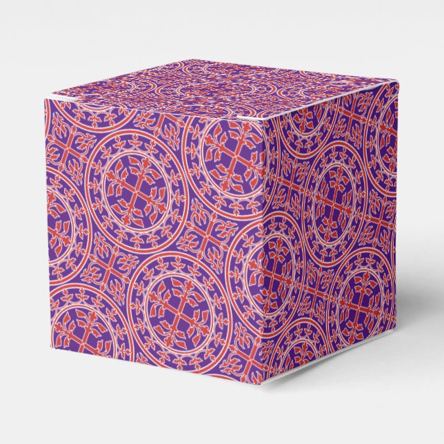 Medieval Red White Purple Wreath Leaves Romanesque Favor Boxes (Front Side)