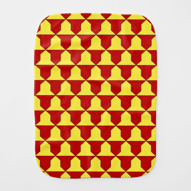 Medieval Red Yellow Ferrer Derby Heraldic Pattern Baby Burp Cloth (Front)