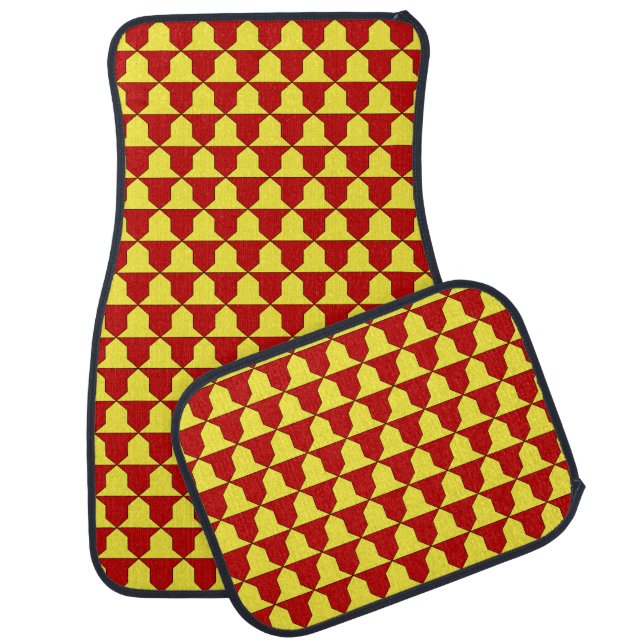 Medieval Red Yellow Ferrer Derby Heraldic Pattern Car Floor Mat (Set)