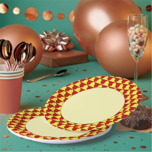 Medieval Red Yellow Ferrer Derby Heraldic Pattern  Paper Plates