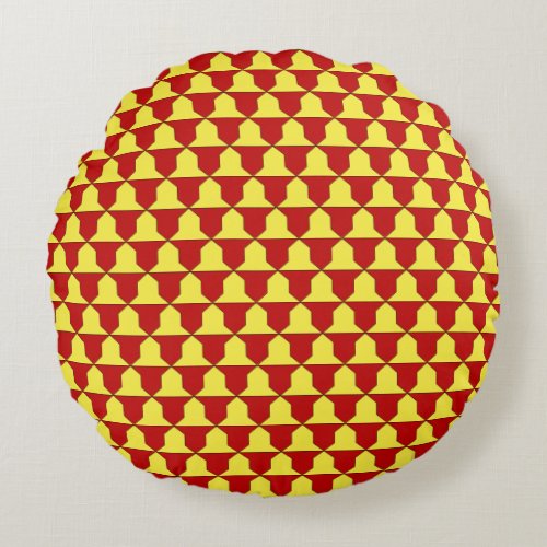 Medieval Red Yellow Ferrer Derby Heraldic Pattern Round Pillow