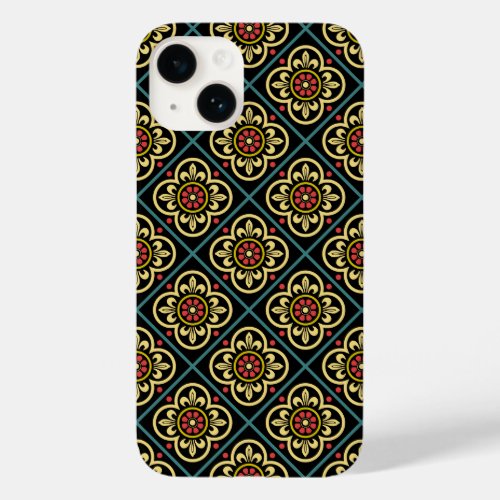 Medieval Red Yellow Flower Lilies Vintage Pattern Case_Mate iPhone 14 Case