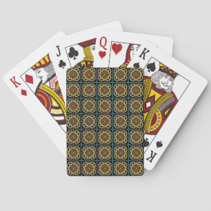 Medieval Red Yellow Flower Lilies Vintage Pattern Poker Cards