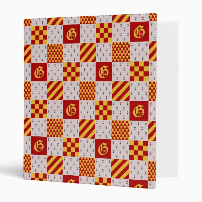 Medieval Red Yellow Gray Magical Fantasy Heraldic 3 Ring Binder (Front/Inside)