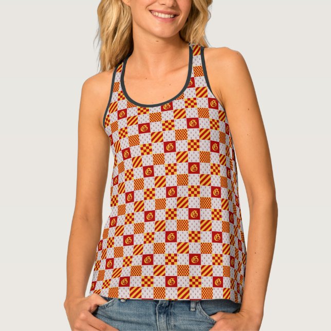 Medieval Red Yellow Gray Magical Fantasy Heraldic Tank Top (Front)