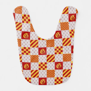 Medieval Red Yellow Magic Ermine Heraldic Pattern Baby Bib