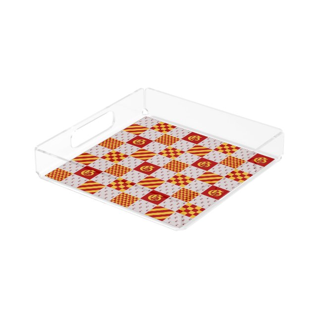 Medieval Red Yellow Magical Fantasy Heraldic Acrylic Tray (Angled)
