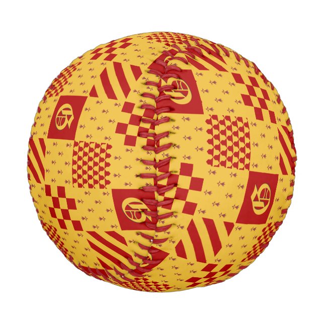 Medieval Red Yellow Magical Fantasy Heraldic Baseball (Angled)