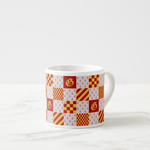 Medieval Red Yellow Magical Fantasy Heraldic Espresso Cup