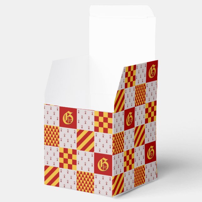 Medieval Red Yellow Magical Fantasy Heraldic Favor Boxes (Opened)