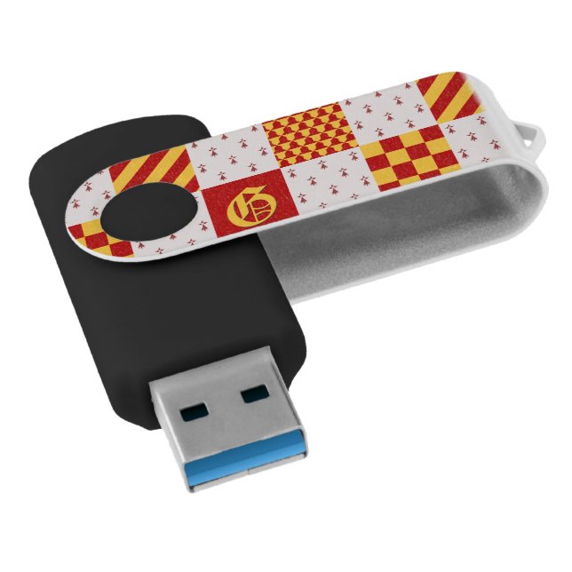 Medieval Red Yellow Magical Fantasy Heraldic Flash Drive (Angled)