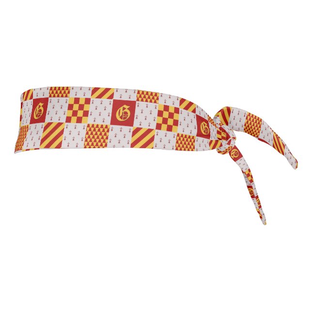 Medieval Red Yellow Magical Fantasy Heraldic Tie Headband (Rotate 90)