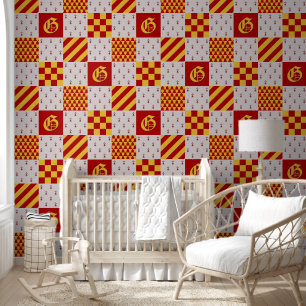 Medieval Red Yellow Magical Fantasy Heraldic Wallpaper
