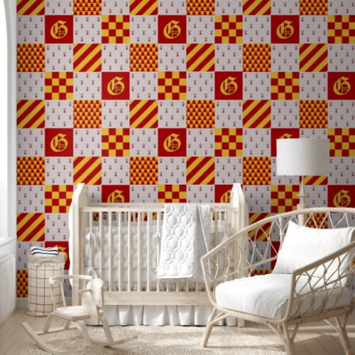 Medieval Red Yellow Magical Fantasy Heraldic Wallpaper