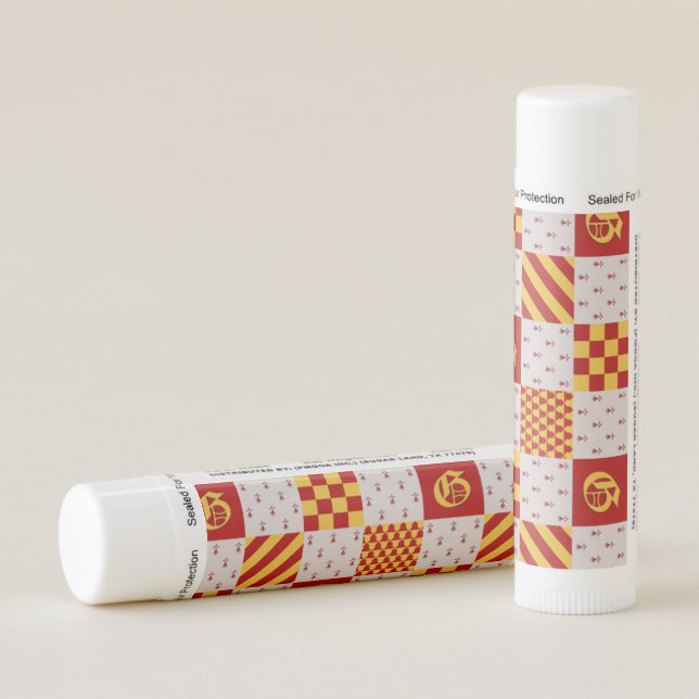 Medieval Red Yellow Vair Ermine Heraldic Pattern Lip Balm (Rotated Right)