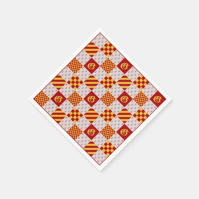 Medieval Red Yellow Vair Ermine Heraldic Pattern Napkins (Corner)