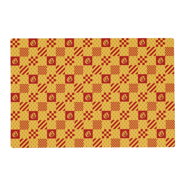 Medieval Red Yellow Vair Ermine Heraldic Pattern Placemat (Front)