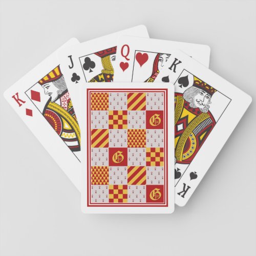 Medieval Red Yellow Vair Ermine Heraldic Pattern Poker Cards