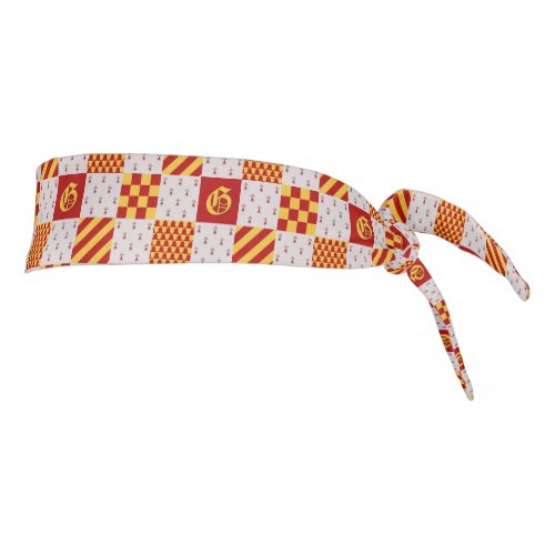 Medieval Red Yellow Vair Ermine Heraldic Pattern Tie Headband