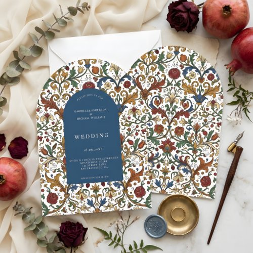 Medieval Renaissance Arch Floral Pattern Wedding  Invitation