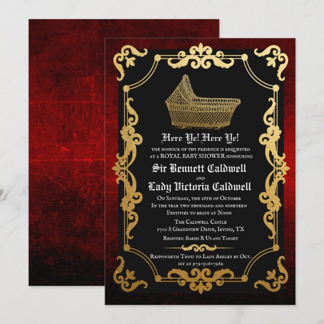 Medieval Renaissance Baby Shower Invitation (Front/Back)