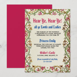 Medieval Renaissance Birthday Invitation
