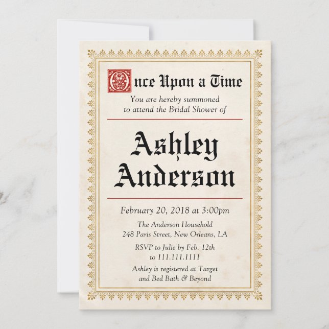 Medieval Renaissance Bridal Shower Invitation (Front)