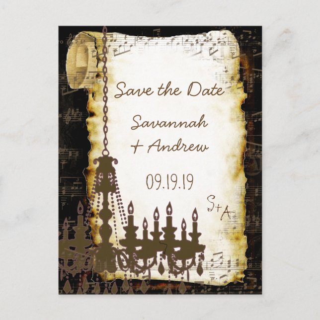 Medieval Renaissance Chandelier Save the Date Announcement Postcard (Front)