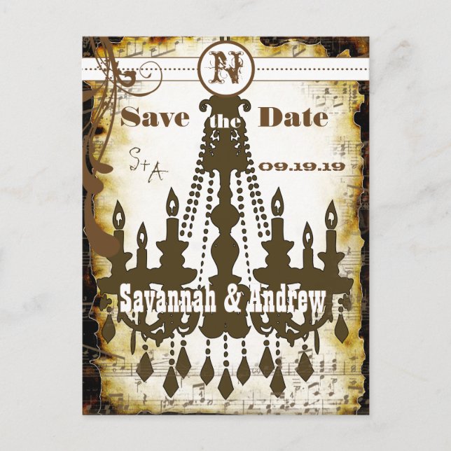 Medieval Renaissance Chandelier Save the Date Announcement Postcard (Front)