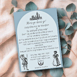 Medieval Renaissance Dusty Blue Arch Wedding Invitation