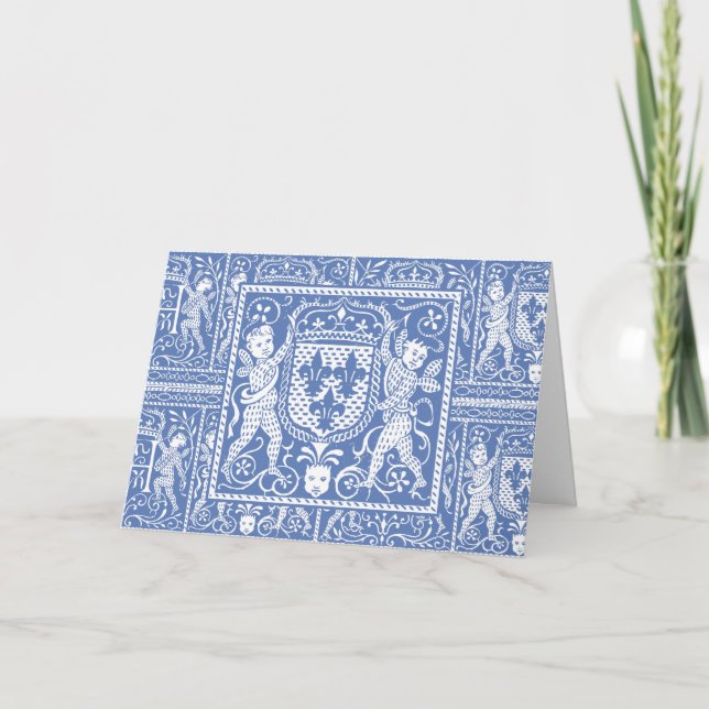 Medieval Renaissance Elegant Blue and White Thank You Card (Front)