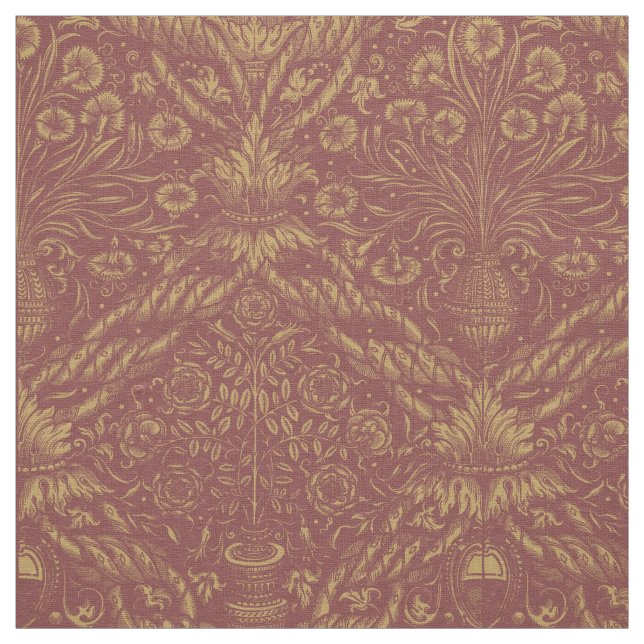 Medieval Renaissance Era Flower Vase Pattern Fabric (Swatch)