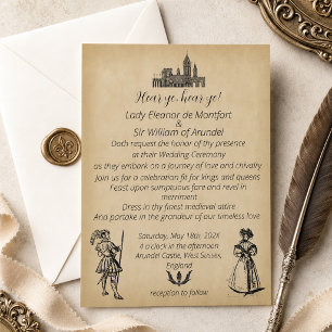 Medieval Renaissance Faux Parchment Wedding Invitation