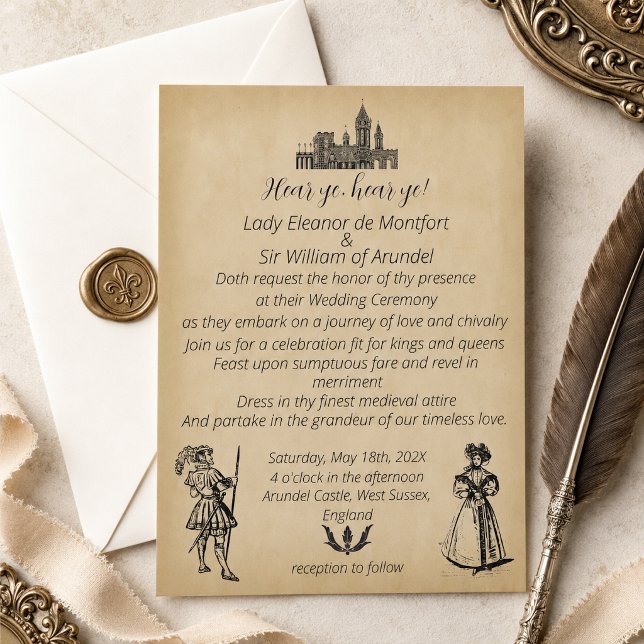 Medieval Renaissance Faux Parchment Wedding Invitation (Creator Uploaded)