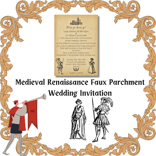 Medieval Renaissance Faux Parchment Wedding Invitation