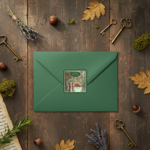 Medieval Renaissance Floral and Sword Gold  Square Sticker