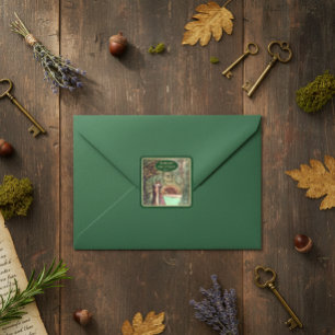 Medieval Renaissance Floral and Sword Gold Square Sticker
