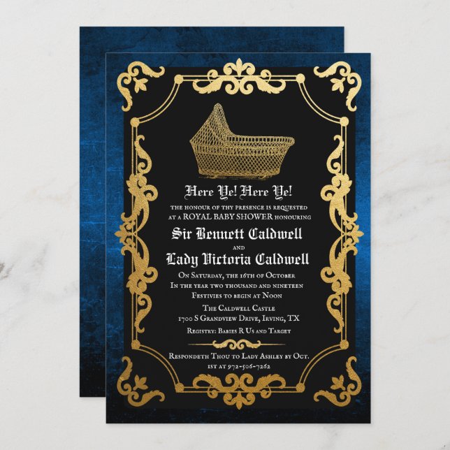 Medieval Renaissance Goth Baby Shower Invitation (Front/Back)