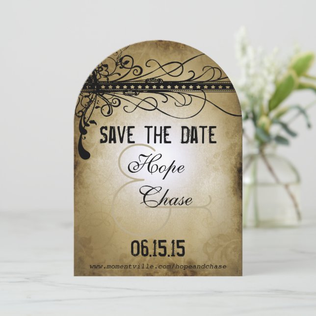 Medieval Renaissance Gothic Wedding Save the Date (Standing Front)