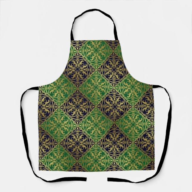 Medieval Renaissance Herald Lion Leopard Metallic  Apron (Front)