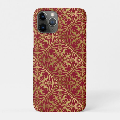 Medieval Renaissance Herald Lion Leopard Metallic  iPhone 11 Pro Case