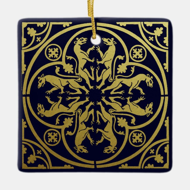 Medieval Renaissance Herald Lion Leopard Metallic  Ceramic Ornament (Front)